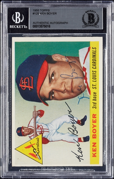 Ken Boyer Signed 1955 Topps RC No. 125 (BAS)