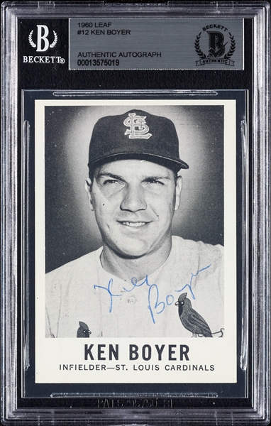 Ken Boyer Signed 1960 Leaf No. 12 (BAS)