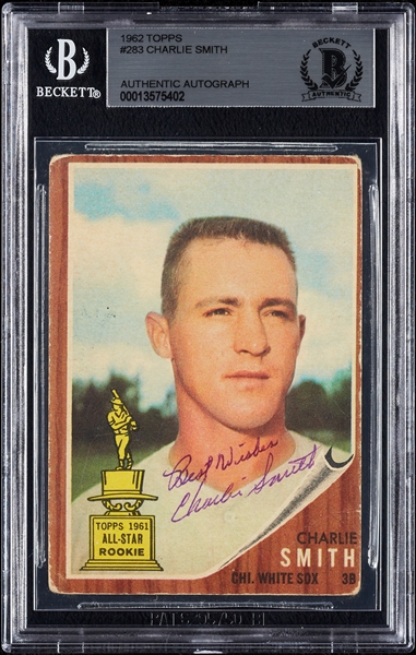 Charlie Smith Signed 1962 Topps No. 283 (BAS)