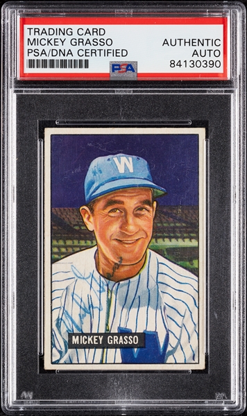 Mickey Grasso Signed 1951 Bowman No. 205 (PSA/DNA)