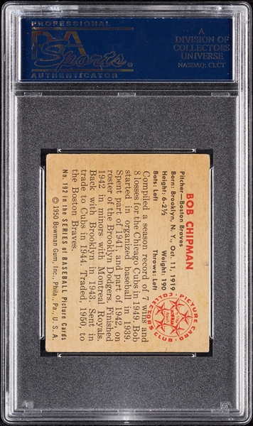 Bob Chipman Signed 1950 Bowman No. 192 (PSA/DNA)