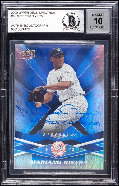 Mariano Rivera Signed 2009 UD Spectrum No. 69 (Graded BAS 10)