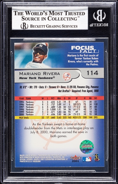 Mariano Rivera Signed 2001 Fleer Focus No. 114 (BAS)