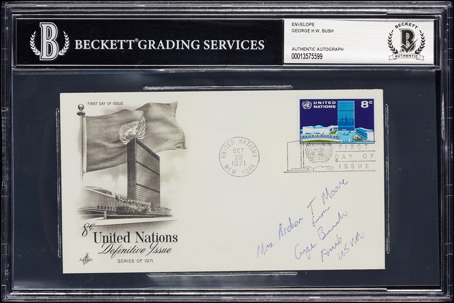 George Bush Signed United Nations FDC (1971) (BAS)