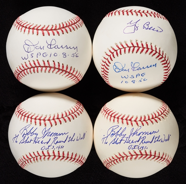Don Larsen, Yogi Berra & Bobby Thomson Inscribed Baseball Group (4)