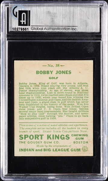 1933 Goudey Bobby Jones No. 38 GAI 7.5