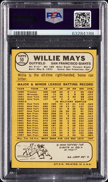 1968 Topps Willie Mays No. 50 PSA 7