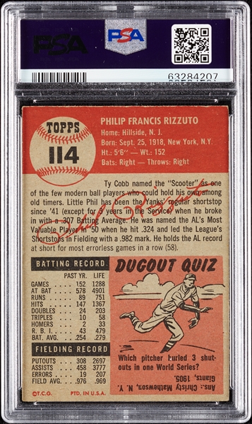 1953 Topps Phil Rizzuto No. 114 PSA 4.5