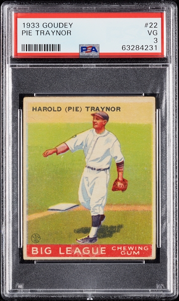 1933 Goudey Pie Traynor No. 22 PSA 3