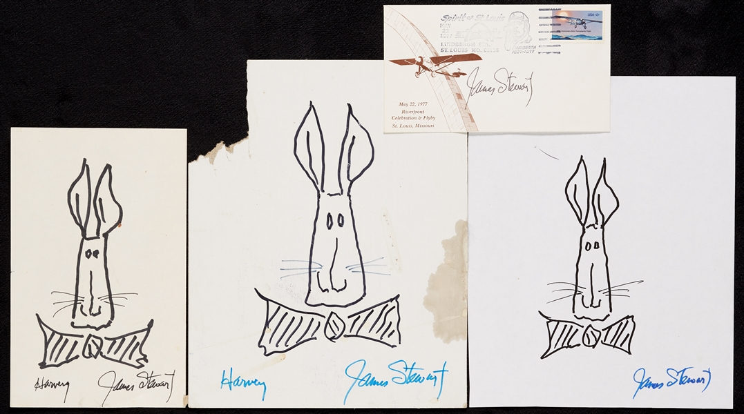 James Stewart Harvey Sketches & Signed Envelope (4)