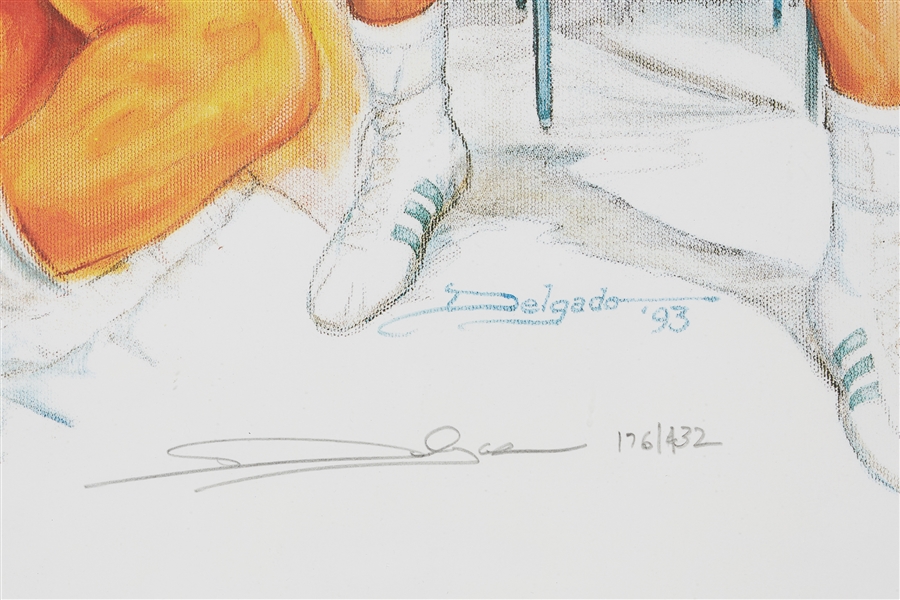 George Foreman Signed Armando Delgado Framed Print (176/432) (BAS)