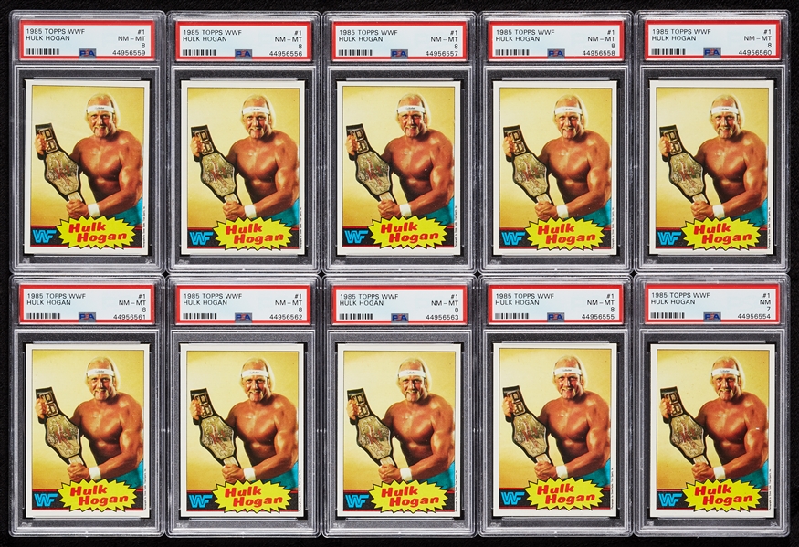 1985 Topps WWF Hulk Hogan PSA-Graded Group (10)
