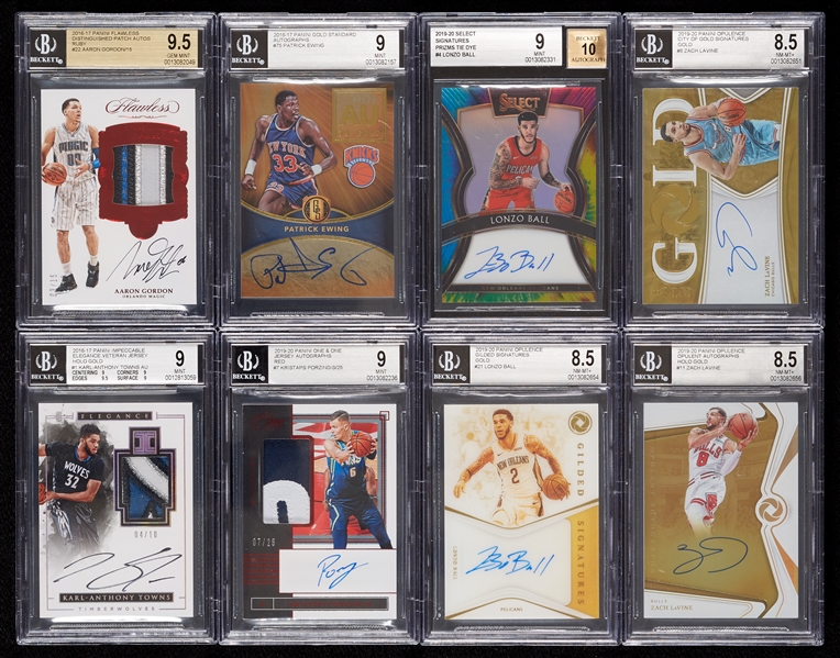 BGS-Graded Autograph Group with Patrick Ewing, Lavine, Towns (8)