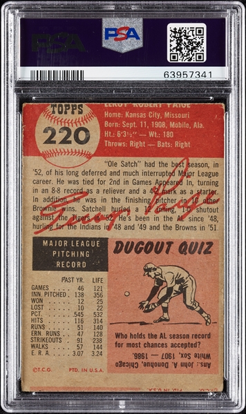 1953 Topps Baseball Near Set, Paige – PSA 1 M/C (271/274)