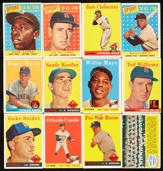 1958 Topps Baseball Complete Set, Four Slabbed (494)