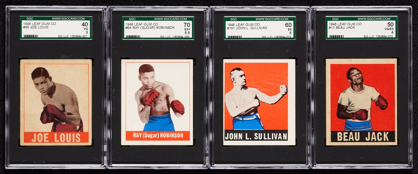 1948 Leaf Boxing Complete Set; Louis, Sullivan and Robinson Slabbed (49)