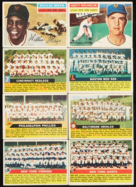 1956 Topps Baseball Group, 8 HOFers, Including Mays, Robinson and Snider (98)