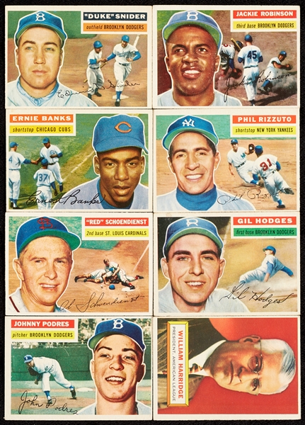 1956 Topps Baseball Group, 8 HOFers, Including Mays, Robinson and Snider (98)