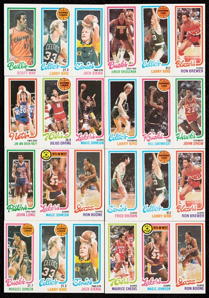 High-Grade 1980 Topps Basketball Near Complete Set, Bird/Erving/Magic Rookie PSA 5 (175/176)
