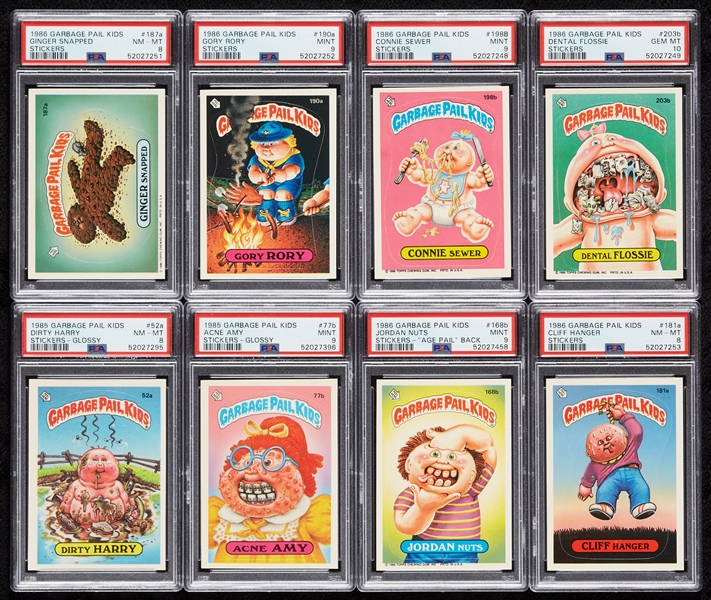 1985-88 Topps Garbage Pail Kids Series 2-8 and 10-15, Eight Slabbed (1,124 cards)