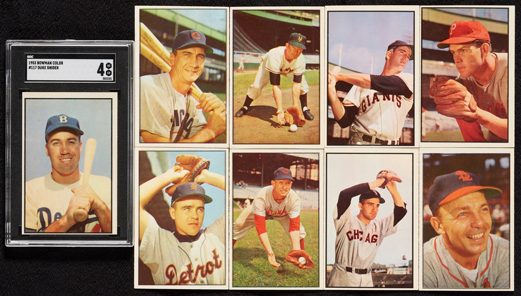 1953 Bowman Baseball Color High-Grade Group, Three HOFers, SGC 4 Snider (54)
