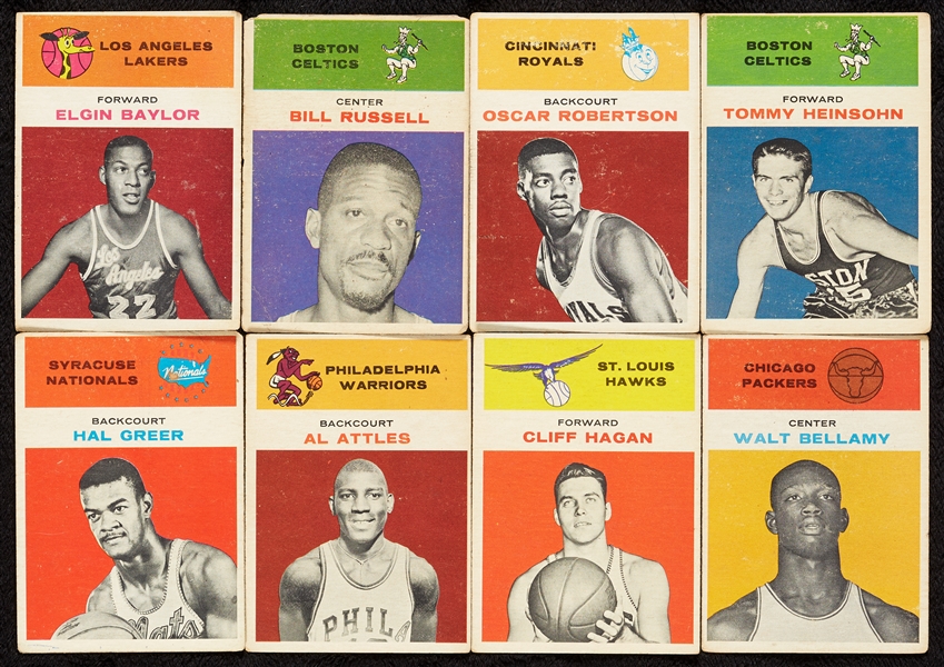 1961 Fleer Basketball Group With Nine Rookie HOFers (36)