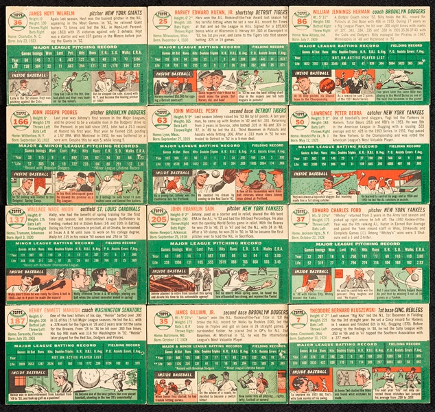 1954 Topps Baseball Partial Set, Five HOFers (190/250)