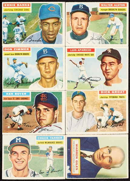 High-Grade 1956 Topps Baseball Partial Set From Vending, Banks and Aparicio RC (170/340)