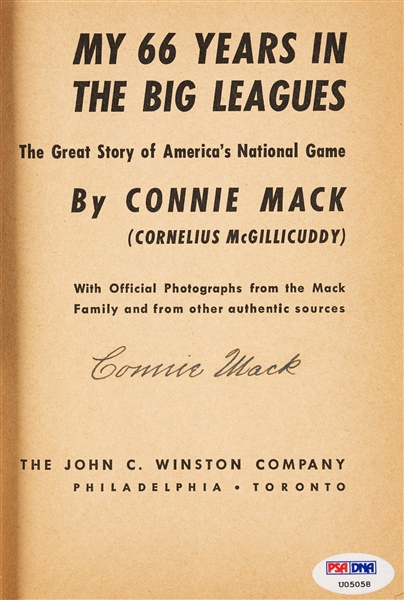 Connie Mack Signed My 66 Years in the Big Leagues Book (PSA/DNA)