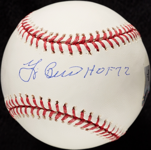 Yogi Berra Single-Signed OML Baseball HOF 72 (Steiner)