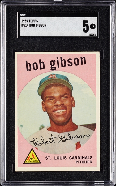 1959 Topps Bob Gibson RC No. 514 SGC 5