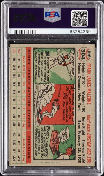 1956 Topps Frank Malzone No. 304 PSA 9 (Only One Higher)