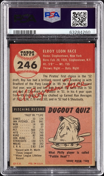 1953 Topps Roy Face No. 246 PSA 7
