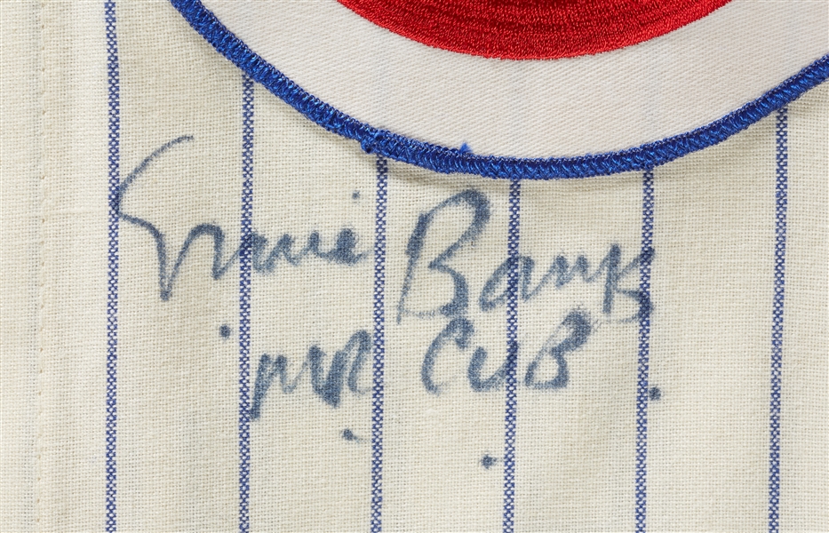 Ernie Banks Signed Cubs Flannel Jersey (PSA/DNA)