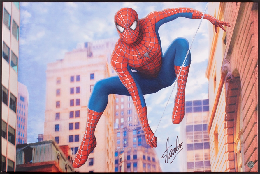 Stan Lee Signed Spiderman Canvas Print (BAS)