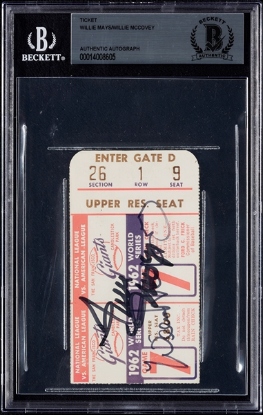 Willie Mays & Willie McCovey Signed 1962 World Series Ticket Stub (BAS)