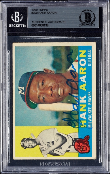 Hank Aaron Signed 1960 Topps No. 300 (BAS)