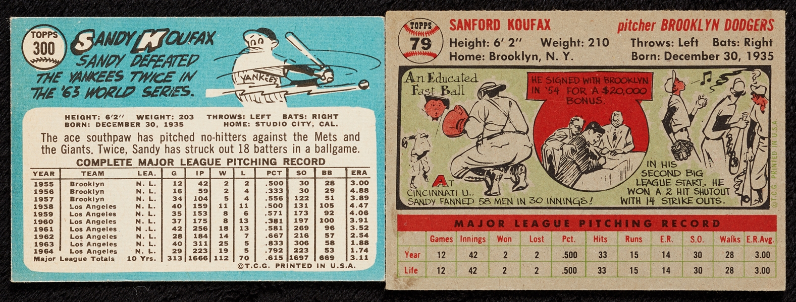 1956 and 1965 Topps Sandy Koufax Group (2)