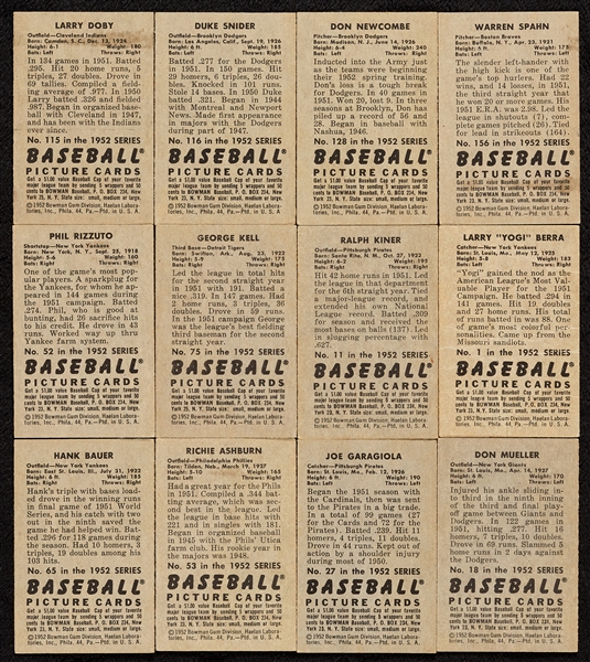 1952 Bowman Baseball Group, Nine HOFers (100)