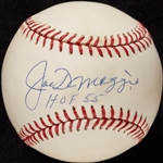 Joe DiMaggio Single-Signed OAL Baseball Inscribed "HOF 55" (JSA)