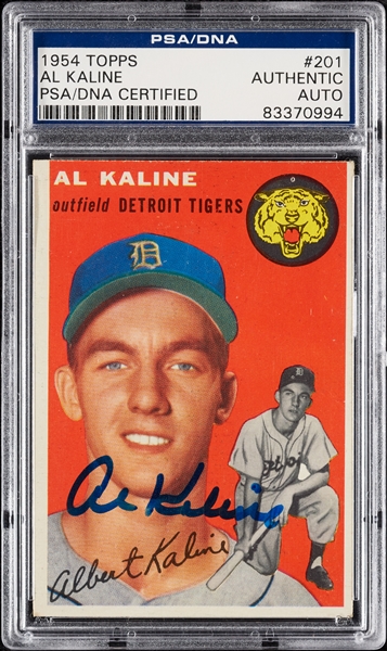 Al Kaline Signed 1954 Topps RC No. 201 (PSA/DNA)