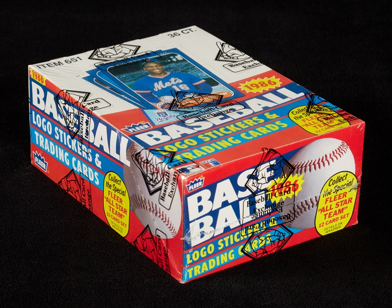 1986 Fleer Baseball Wax Box (36) (BBCE) (FASC)