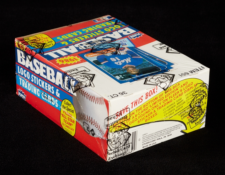 1986 Fleer Baseball Wax Box (36) (BBCE) (FASC)