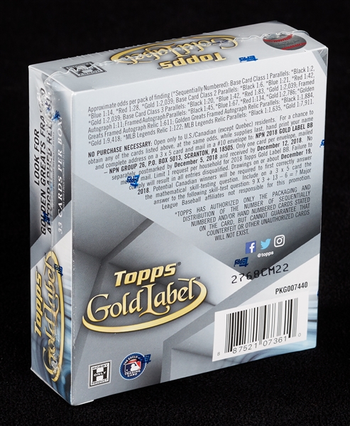 2018 Topps Gold Label Baseball Hobby Box 