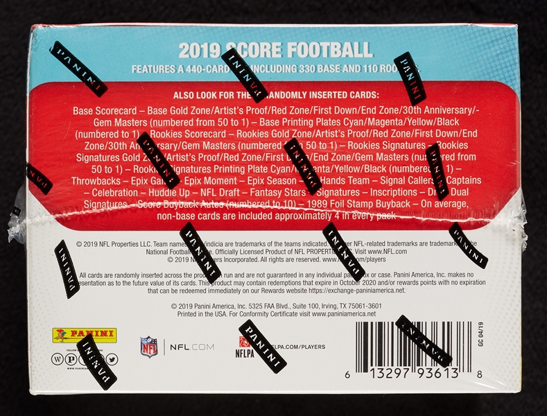 2019 Score Football Hobby Jumbo Box (10)