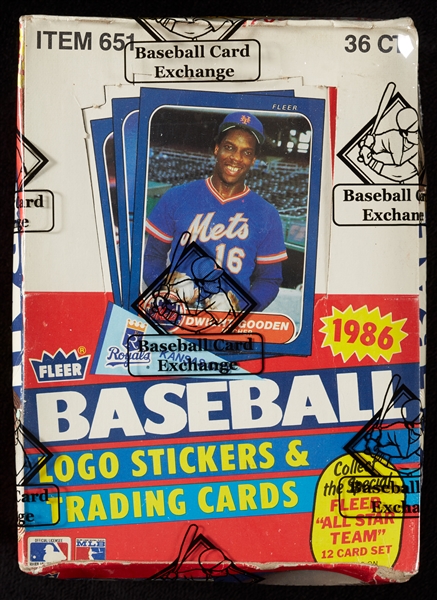 1986 Fleer Baseball Wax Box (36) (BBCE)