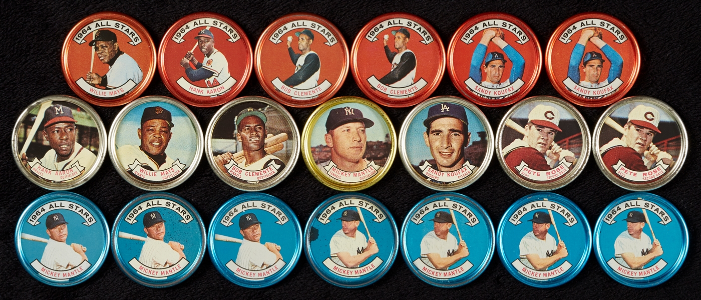 Massive 1964 Topps Baseball Coins Array, Two Sets and One Partial Set, Plus 1969 Citgo and 1987-88 Sets (Eight Sets, Approx. 800 Coins)