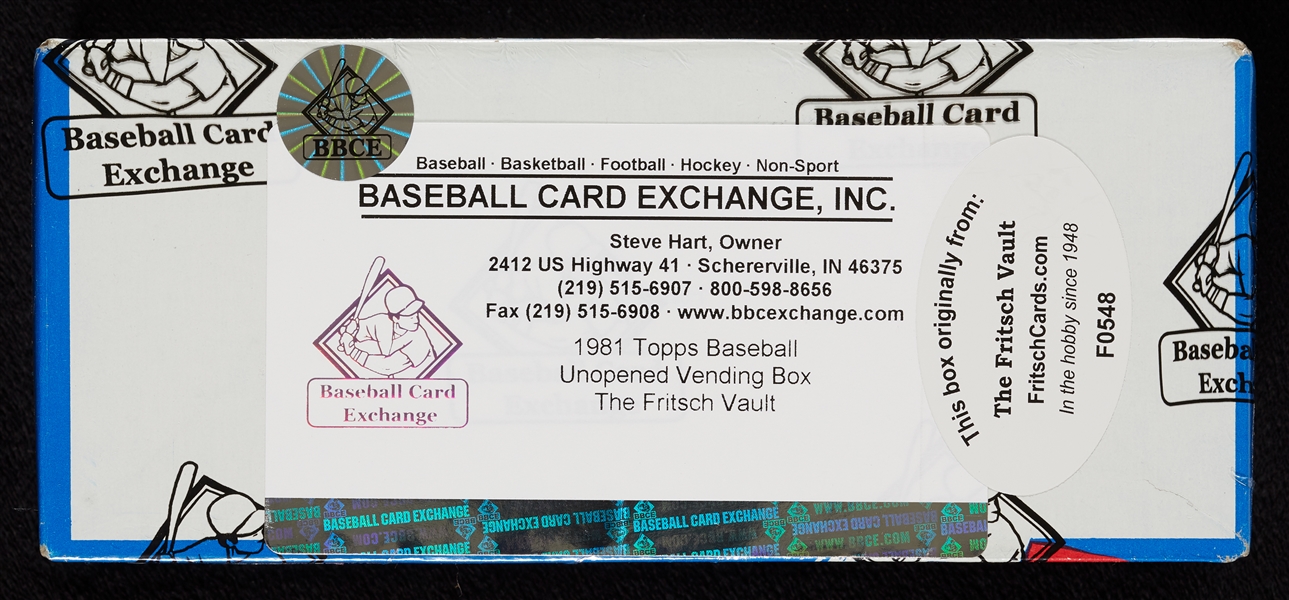1981 Topps Baseball Vending Box (500) (Fritsch/BBCE)