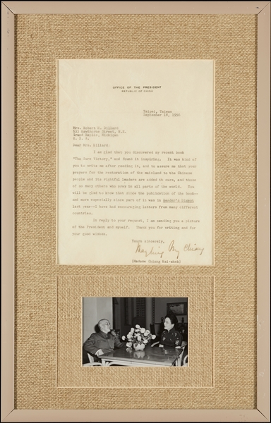 Madame Chiang Kai-shek Signed Letter Display (1956) (BAS)