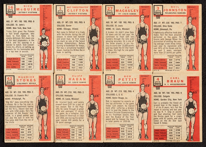 1957 Topps Basketball Group With Pettitt, Hagan and Rookies (33)